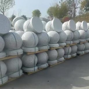 浙江 白麻花岗岩石材圆球，石球，挡车球，隔离球，景观石球，风水球等