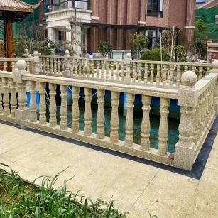 浙江黄金麻花岗岩石材栏杆，扶手，将军柱，花瓶柱