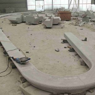 浙江 芝麻白花岗岩弧形花坛石，坐凳石