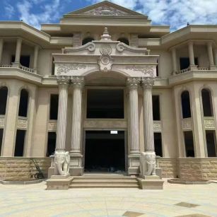 浙江 黄金麻别墅外墙干挂，大柱，大象，蘑菇石，雕花板