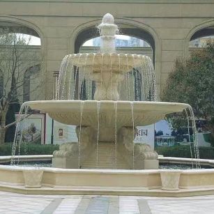 浙江 黄金麻花岗岩异型加工——户外庭院石雕流水喷泉