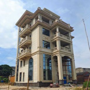 浙江 黄金麻花岗岩石材别墅外墙干挂搭配（雕花栏杆花瓶柱门楼罗马柱）