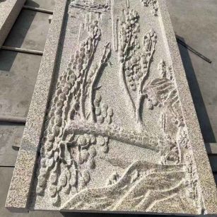 浙江 黄金麻雕刻板浮雕迎客松