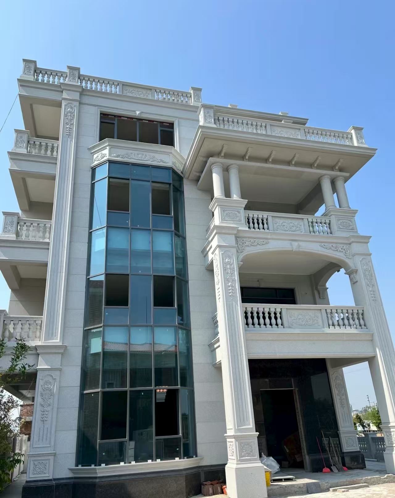 浙江 白麻花岗岩别墅外墙干挂效果展示