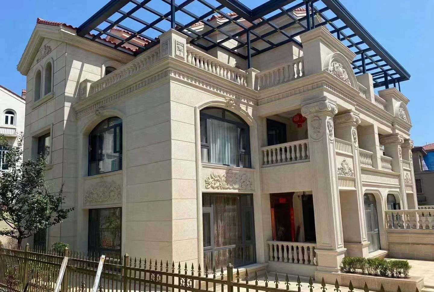 浙江 黄金麻花岗岩荔枝面别墅外墙干挂