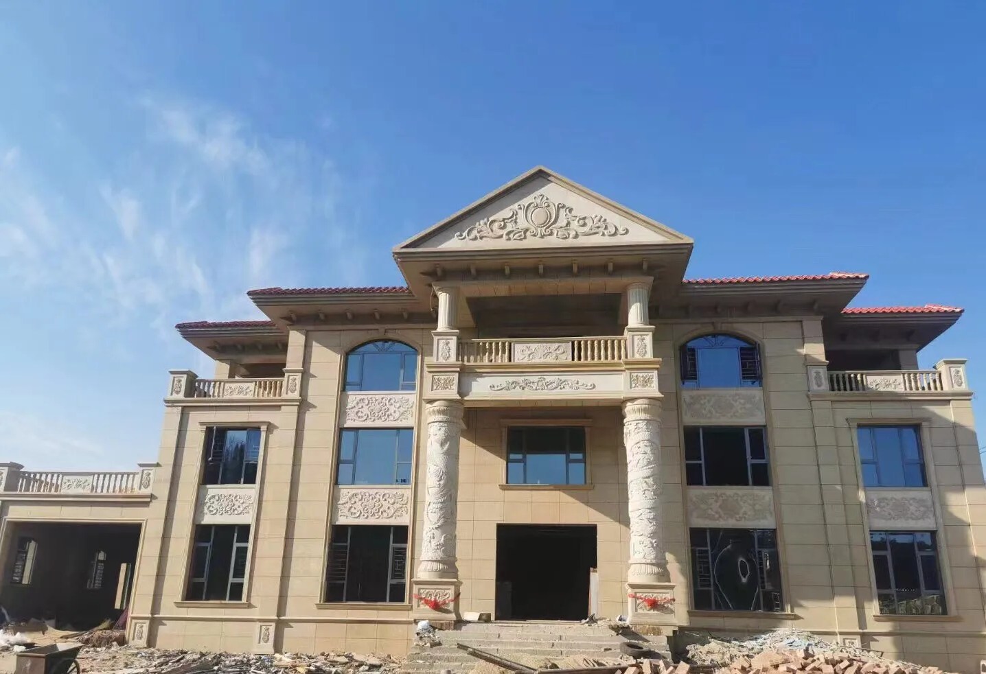 浙江 黄金麻花岗岩别墅外墙干挂