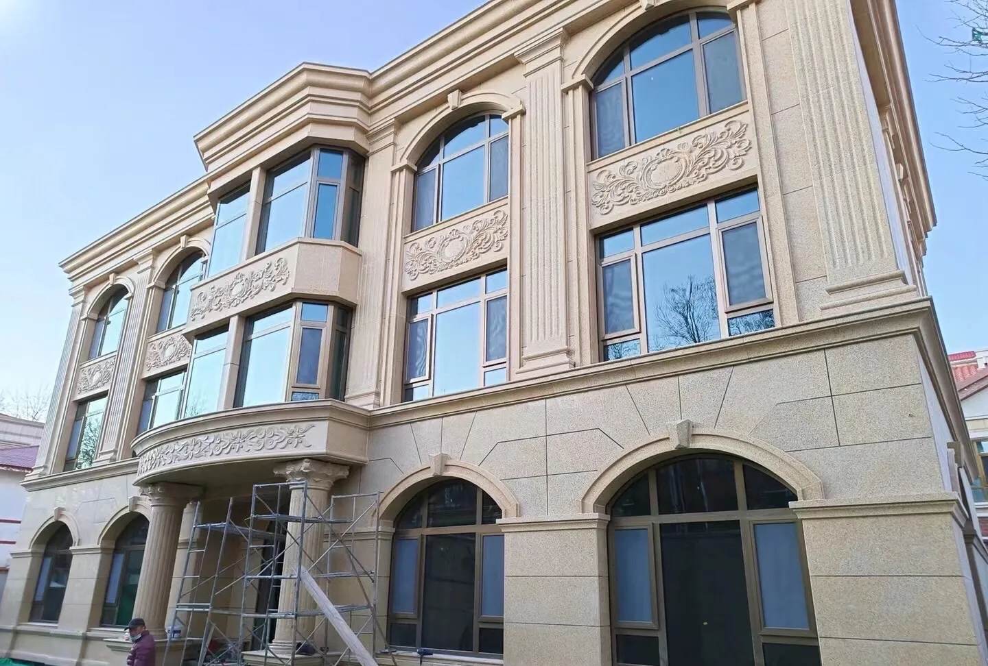 浙江 黄金麻花岗岩别墅外墙干挂